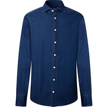 Camisa de Denim Marino para Hombre Hackett London, S, Manga Larga, Algodón Orgánico y Sostenible
