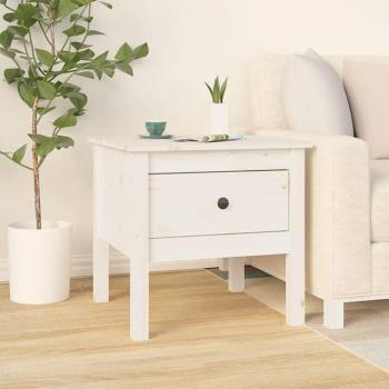 Mesa de centro auxiliar de madera maciza de pino blanco 50x50x49 cm