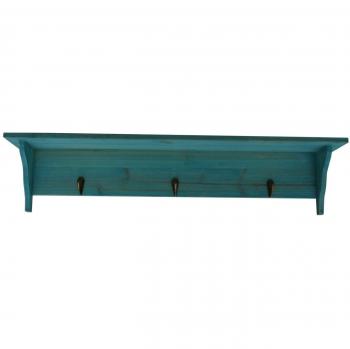 Lo + deModa Stand Blue perchero decorativas, 3 ganchos, madera, multicolor, 63 x 10.5 x 0.42 cm)