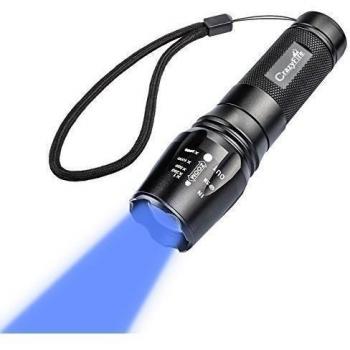 CrazyFire? Alta potencia 2000 lumens CREE Q5 LED linterna zoom ajustable portátil 5 Modos linterna de 1 x 18650/3 x AAA/1 x 26650 batteres, FL1T6-878-BLUE