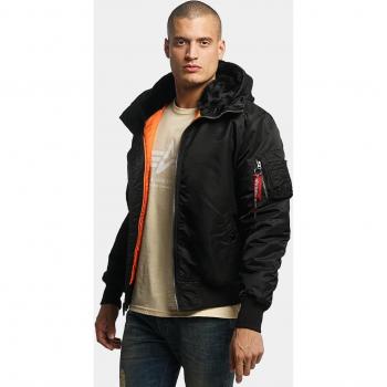 Alpha Industries MA-1 Hooded Bomber Jacket - Black - Men's Medium