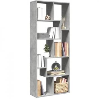 Librería divisora de madera ingeniería gris hormigón 67x25x161,5 cm