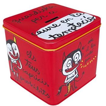 Hucha Metálica Caure en la Temptació - Las Huchas Originales - Acabado Mate - Apta para Niñas & Niños - Tamaño: 12x12xH12cm