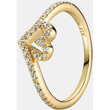 Anillo Pandora Timeless bañado en oro con corazón deseo brillante