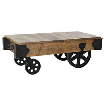 Mesa auxiliar DKD Home Decor, color negro y marrón oscuro, material metal, plástico y madera de mango, dimensiones 120 x 56 x 41 cm