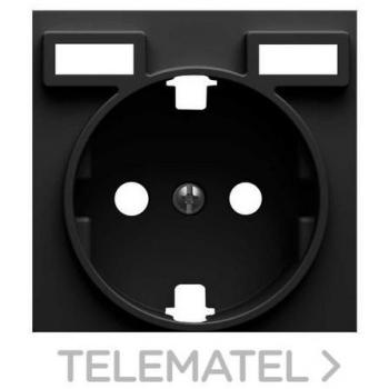 Tapa enchufe Simon 82 con 2 bocas Schuko y cargadores USB 2.1A tipo A en color negro mate, serie Concept