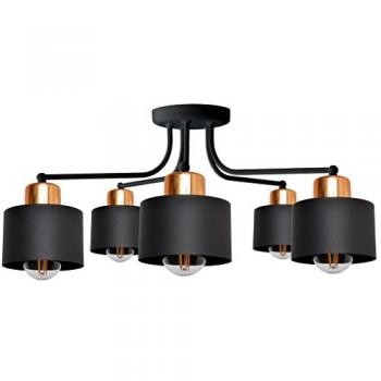 Plafón Semi Empotrado Multi Brazo Edison Negro y Cobre 65cm