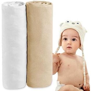Dreamzie Juego de 2 Sábana Bajera Jersey Algodón 60 x 120 cm, para Cuna, Garantizada Sin Productos Químicos