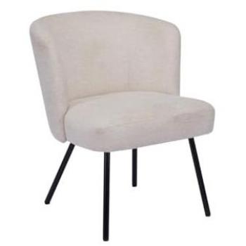 Silla de tela texturizada y metal negro - Crema - MARVENIO