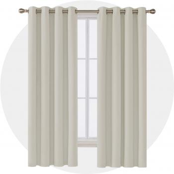 Deconovo Opaca Cortina Térmica Aislante y Ruido Reducción con Ojales 2 Piezas 117 x 183 cm Beige Claro