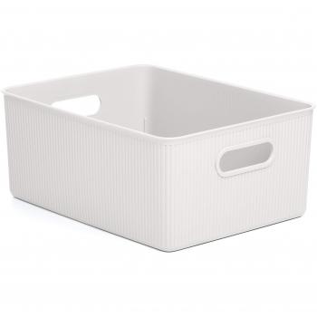 Tatay Caja Organizadora Rectangular Baobab, 15L de Capacidad, de Polipropileno, Libre de BPA, Color Blanco Pergamón, Medidas 29.4 x 38.5 x 16 cm
