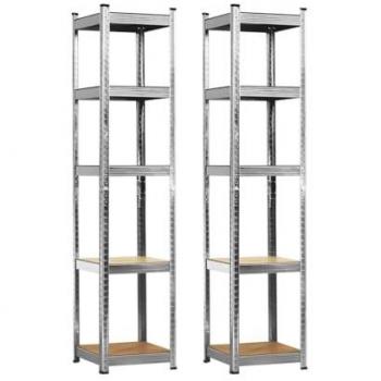 Pack 2 Estanterías Modulares con 5 Baldas Ajustables 180x40x40cm 175Kg 7house