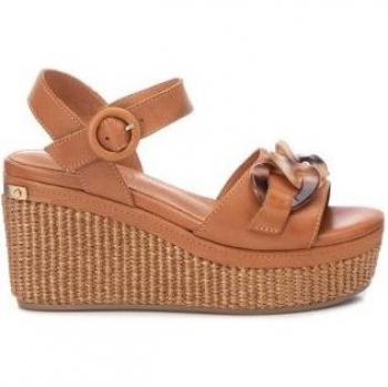 Sandalia Mujer Piel Correa Tobillo Cuña 9cm Plataforma Rafia