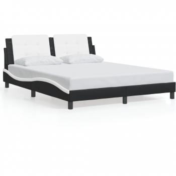 Faux Leather Queen Bed Frame without Mattress - Black and White 152x203 cm