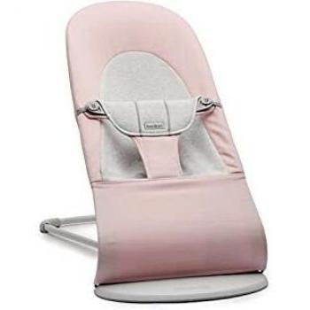 BabyBjörn Hamaca Balance Soft, Bastidor gris claro, Algodón/Jersey, Rosa claro/Gris