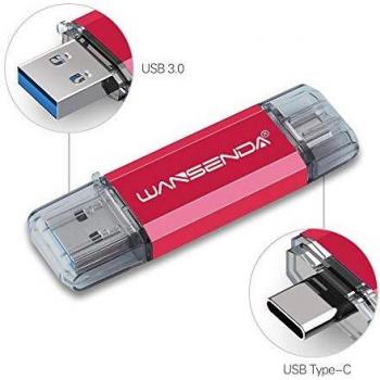 WANSENDA Memoria USB Tipo C 128GB, Unidad Flash USB 3.0 de Doble Puerto & USB C OTG Memory Stick Pendrive para Dispositivos Tipo C Android/Mac/PC