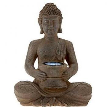 Buda Iluminado Solar de 31cm en Imitación Piedra