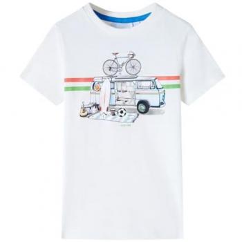 Camiseta infantil color crudo 104 con estampado de autobús