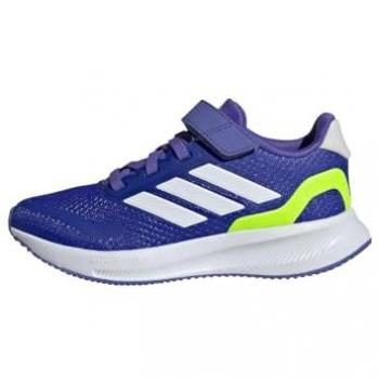 Zapatillas Adidas Runfalcon 5 Infantil Azul, características: multideporte, diseño unisex, color azul con detalles en fosforito, talla 35 EU