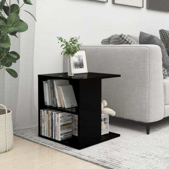 Mesa auxiliar negra pulida de madera multicapa 45x45x48 cm