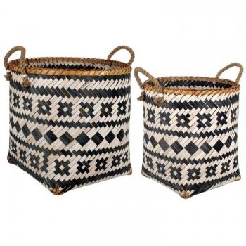 Set de 2 cestas marrón de seagrass-alga marina
