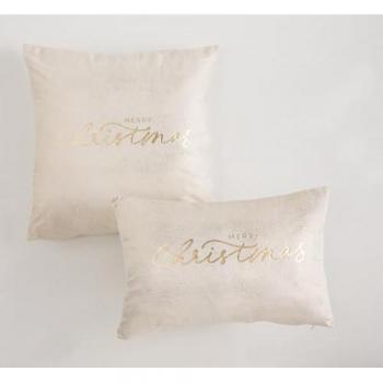 Pack 2 Fundas de Cojín Terciopelo Navideño Or Dorado 45x45 + 50x30cm