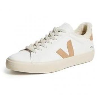 Veja Women's Campo Winter White Leather Sneakers with Faux Shearling Lining - Size 6 US / 36 EU