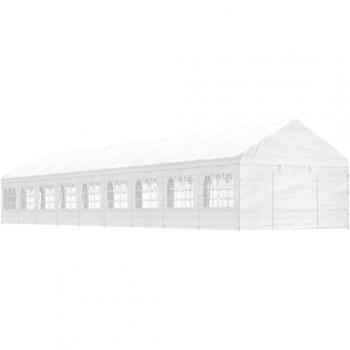 Cenador con Tejado Blanco de Polietileno 20.07x4.08x3.22 m