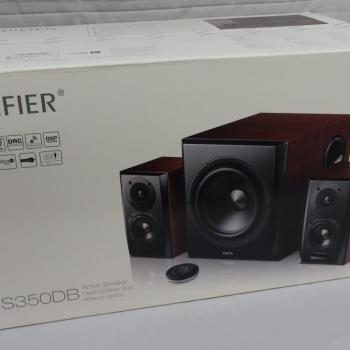 Edifier S350DB Bluetooth Bookshelf Speakers with Subwoofer, Brown, Large, 4003158