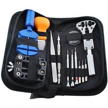 Kit de 13 Herramientas para Reparación de Relojes con Estuche y Destornillador
