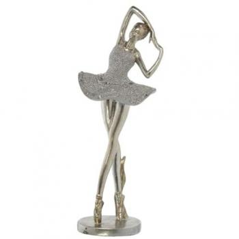 Figura Decorativa Bailarina Plateado Plástico 16 x 16 x 40 cm