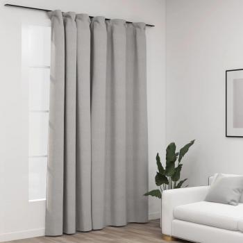 Cortina opaca con ganchos look de lino 290x245 cm color amarillo, azul, beige y gris - vidaXL
