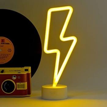 Lámpara LED de Efecto Neón Flash - Doble Alimentación USB o Pilas, Multicolor, 31 cm