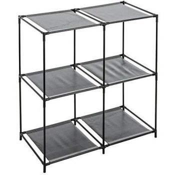FIVE Modular Shelves Estantería Metal casilleros Doble 3 estantes, No Tejido, Gris/Negro, L.69 x P.34,6 x A.69,5 cm