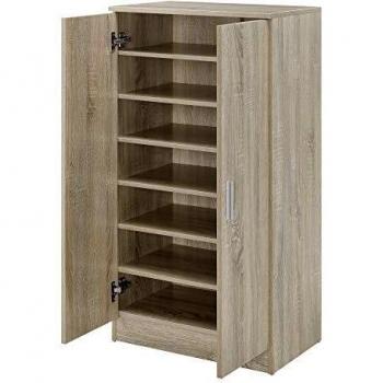 Zapatero con estantes y puertas - Tablero aglomerado 108 x 55 x 35cm - Color Roble