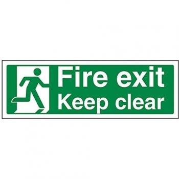 vsafety 14011 ax-r Fire Exit Keep Clear Fire Exit Sign, 1 mm plástico rígido, paisaje, 300 mm x 100 mm