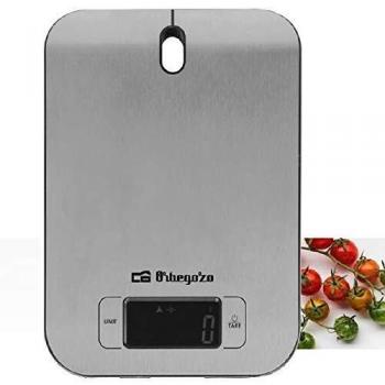 Orbegozo PC 1017 Peso de Cocina electrónico de precisión, 5 kg de Capacidad, Pantalla LCD, Tara, Apagado automático, Funciona a Pilas, Plata