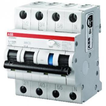 Interruptor Automático y Diferencial ABB 3F+N, 16A, 30mA, 6kA Tipo A