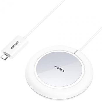 Cargador Inalámbrico Qi Ugreen 15W con Funda de Silicona Compatible con MagSafe Blanco