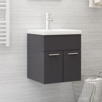 Mueble de baño con lavabo integrado en conglomerado gris brillante
