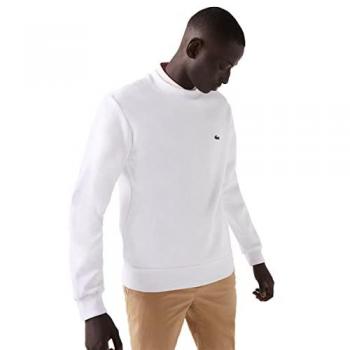 Sudadera Lacoste para hombre en algodón ecológico cepillado blanco, talla 6X-Large