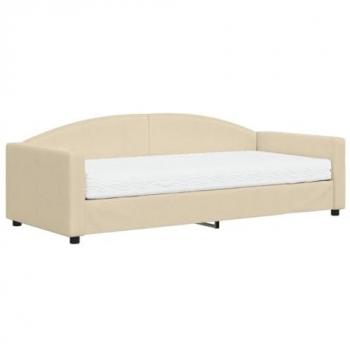 Sofá cama con colchón tela crema 90x200 cm vidaXL