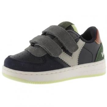Zapatillas Deportivas Victoria para Niños con Piezas de Serraje y Tiras Adherentes - Efecto Piel Navy 23