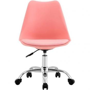 Silla de Escritorio Ergonómica Giratoria Eyre 7house con Altura Ajustable, 5 Ruedas y Acolchado, Color Salmón, Dimensiones 77,5/97x47
