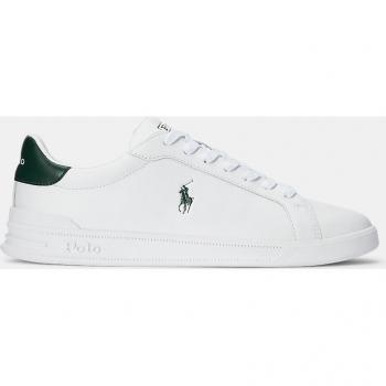 Polo Ralph Lauren Heritage Court II Zapatillas de Piel para Hombre en Color Blanco con Logotipo y Suela de Goma