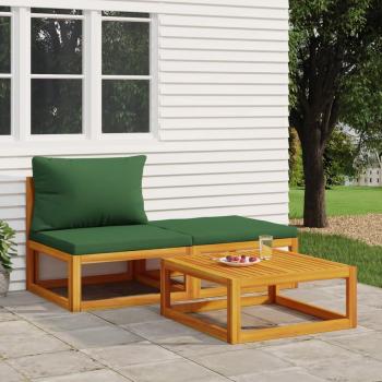 3-Piece Acacia Wood Garden Lounge Set with Cushions