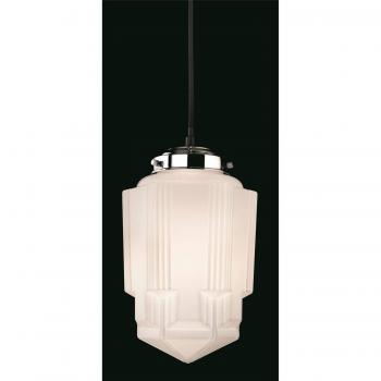 Lámpara colgante Art cristal blanco opal 1 bombilla 30,5cm, cromo, vidrio blanco opalino, E27
