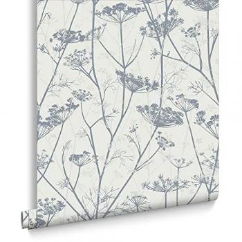 Clarissa Hulse Wild Chervil Floral Wallpaper - Grey & Silver, 1000cm L x 52cm W