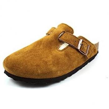 Birkenstock Boston Shearling Suede Clogs for Women - Brown Size 36