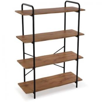 Estantería Industrial Versa de 4 Alturas en Metal Negro y Madera, Medidas 112 x 80 x 34 cm